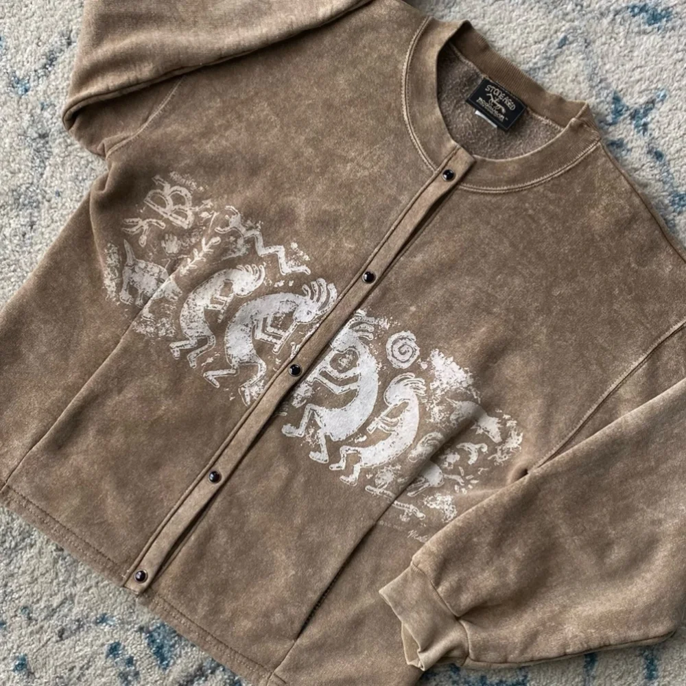 1990’S vintage stone aged rockwear cardigan - Picture 2 of 9